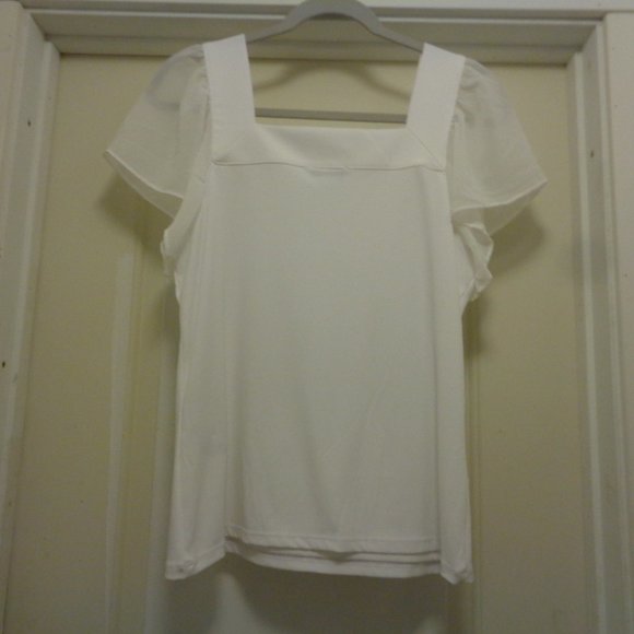 GIRLIE GIRL CALVIN KLEIN ROMANCE WHITE KNIT FLUFF BLOUSE SP - Picture 2 of 3